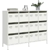 vidaXL Sideboard Weiß 135x39x103,5 cm Kaltgewalzter Stahl