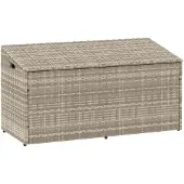 vidaXL Garten-Auflagenbox Hellgrau 110x50x58 cm Poly Rattan