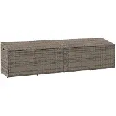 vidaXL Garten-Auflagenbox Grau 220x50x58 cm Poly Rattan