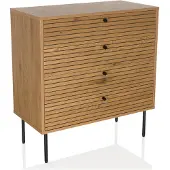 Hjh LIVING Kommode mit 4 Schubladen Eiche LINNO K 80x40x85 cm Schubladenkommode