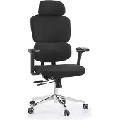 Hjh OFFICE Profi Bürostuhl Ergomy F 2 Ergonomischer Schreibtischstuhl mit Armlehnen (höhenverstellbar) Stoff Schwarz Drehstuhl für Büro, Zuhause