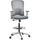Hjh OFFICE Counterstuhl Top Work 44 W Arbeitsstuhl mit Armlehnen (höhenverstellbar) Stoff / Netzstoff