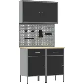 vidaXL Werkbank mit Schubladen 5 pcs Schwarz Ingenieure Holz und Stahl