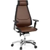 Hjh OFFICE GENIDIA PRO Leder - High End Bürostuhl Braun / Schwarz