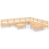 vidaXL 10-tlg. Garten-Lounge-Set Massivholz Kiefer