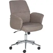Beliani Bürostuhl Braun Stoffbezug Höhenverstellbar Drehbar mit Armlehnen Bremsbaren Rollen Modern Arbeitszimmer Drehstuhl Arbeitsstuhl
