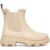 Tommy Hilfiger Chelseaboots "RUBBER FLAG CLEATED RAINBOOT" Stiefelette, Rainboots mit beidseitigem Stretcheinsatz