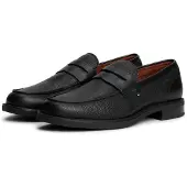Tommy Hilfiger Slipper "LTH MIX DRESS HILFIGER LOAFER", Herren, Gr. 43, Leder Textil, schwarz, Schuhe Slipper, Abendschuh mit modischem Zierriegel, schmale Form