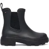 Tommy Hilfiger Chelseaboots "RUBBER FLAG CLEATED RAINBOOT" Stiefelette, Rainboots mit beidseitigem Stretcheinsatz