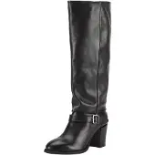 Felmini JULY E560 Kniehohe Leder Stiefel mit Riemen und mittelhohem Absatz