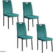 HTI Stuhl Denton Samt Grün, Rückenlehne mit Ziernähten, Cut-Out, Griff, 41,5x96,5x52,5 cm