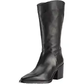 Felmini Lederstiefel mit spitzer Zehenform, wadenhoch, schlanke Silhouette, dezent poliert