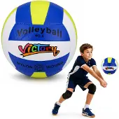 Lean Toys Volleyball-Trainingsball, gelb-weiß-blau, 22 cm, Größe 5