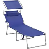 Famanu Liegestuhl mit Sonnendach - Verstellbare Rückenlehne - Blau