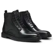 BOSS für Herren. 50573364 Schwarze Lederstiefeletten Calev (44), Wohnung, Schnürsenkel, Lässig