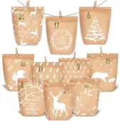 Sonstiges Adventskalender zum Befüllen 24 Weihnachtskalender Papiertüten DIY Kraftpapier Braun
