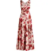 Vera Mont Abendkleid mit Plissee in Cream/Red | Gr.: 38