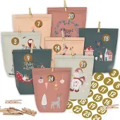 Sonstiges Adventskalender zum Selbstbasteln, 24 Weihnachtstüten, Papiertüten mit Zahlensticker