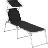 Famanu Liegestuhl - große Liegefläche - klappbar - schwarz-grau