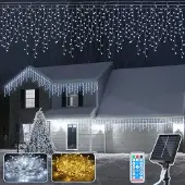 Jayseuw 15M 600LEDs Solar Lichterkette LED Lichterkette LED Lichtervorhang Weihnachtsbeleuchtung Kaltweiß