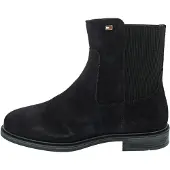 Tommy Hilfiger Chelseaboots "ENAMEL FLAG SUEDE ANKLE CHELSEA" Blockabsatz, Businessboots mit breitem Stretcheinsatz