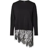 Pieces Pcmave Spitzen Oberteil Mit Langen Ärmeln | Schwarz | XL