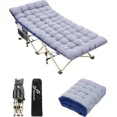 Markenlos Campingbett - Komfortabel mit Matratze - Schwarz