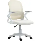 HOMCOM Bürostuhl Ergonomischer Drehstuhl mit aufklappbarer Armlehne Weiß