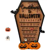 Gistuch Halloween-Countdown-Dekoration, Kürbis-Fledermaus-Geist-Kalender, DIY bewegliches Holzblock-Kalenderschild