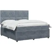 vidaXL Boxspringbett mit Matratze Dunkelgrau 140 x 200 cm Samt