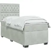 vidaXL Boxspringbett mit Matratze Hellgrau 100 x 200 cm Samt