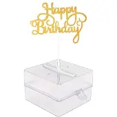 Torribaly Kuchen-Spardosen-Set, Ziehform, Kuchen-Geldautomat mit goldenem Glitzer-Aufsatz „Happy Birthday“