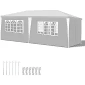 Peviasot Pavillon 3 x 6 m Weiß Partyzelt Gartenpavillon mit Seitenteilen Stecksystem
