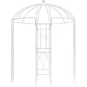 DELUKE Pavillon LOTTA mit Rankhilfe - 200x200x270cm, Metall, Antik-Weiß | Gartenpavillon Zierpavillon Gartendeko