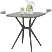 DELUKE Gartentisch SVEN eckig 72x72x76cm, Kunststoff, Dunkelgrau Balkontisch Outdoor-Tisch klein