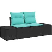 vidaXL Garten-Sofa-Set 7 stk. 6-Sitzanzahl Schwarz und Türkis