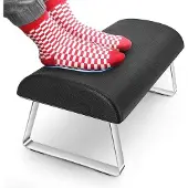 Unyqoos Fußstütze für Schreibtisch – robuste Fußbank mit elastischem Schaum, stabile Edelstahlkonstruktion, ergonomische Fußablage, schwarz