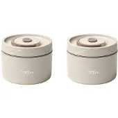 Torribaly 2X Lebensmittel-WäRme-LunchbehäLter, Edelstahl-Thermo-LunchbehäLter, Tragbarer Thermo-Bento-Box-LebensmittelbehäLter, Beige C