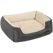BellaFurn Rundes Hundebett mit Wendekissen, grau, 80 x 65 x 20 cm