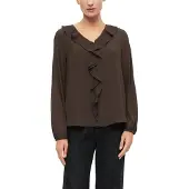 s.Oliver Black Label Langarmbluse Sommerbluse mit Volants und transparenter Optik