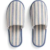 HAY - Waffle Gestreifte Hausschuhe - One Size - Staubiges Blau