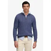 Superdry für Herren. M6110731A Preppy Cable Half Zip-Pullover in Blau (L), Lässig, Baumwolle
