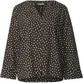 Street One Blusentop , Damen, Gr. 44, braun (schwarz coffee), Web, Obermaterial: 100% Viskose, bedruckt, normal, V-Ausschnitt, Blusen Blusentop, Viskose, Punktemuster, 3/4-Arm