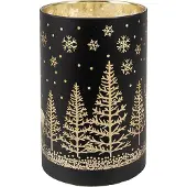 Clayre & Eef 6GL4667 LED Teelichthalter Gold Schwarz Ø 8x12 cm 3xAA