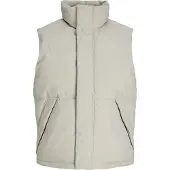Jack & Jones Steppweste "JJESOHO BODYWARMER AW26 SN", Herren, Gr. L, dove, Web, Obermaterial: 100% Polyester, unifarben, normal, ohne Ausschnitt, Westen Steppweste, Kunstfaser, mit Stehkragen