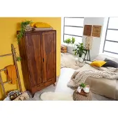 MASSIVMOEBEL24.DE Kleiderschrank Sheesham 90x45x180 walnuss gewachst MALMÖ 2 #100