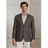 Hackett London für Herren. HM4400187 Twill-Jacke taupe (44/32), Lässig, Wolle, Klassisch