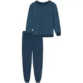 Schiesser Schlafanzug "Comfort Essentials", Damen, Gr. 48, 860, blau, Single Jersey, Obermaterial: 100% Baumwolle, bequem lang, Rundhals, Homewear-Sets Schlafanzug, mit angenehmen Bündchen