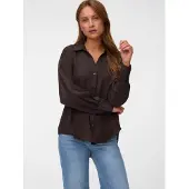 Vero Moda Langarmbluse "VMMELANEY QUEENY LS SHIRT WVN NOOS" Kunstfaser, loose fit