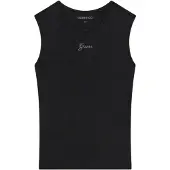 GUESS für Damen. W6YP17K3881 Top mit schwarzem Strass-Logo (XS), Lässig, Modal, Ärmellos / Hosenträger